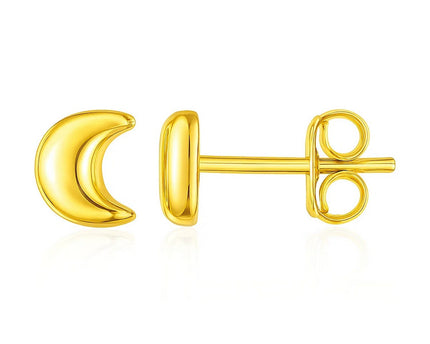 14k Yellow Gold Post Earrings with Moons