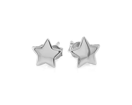 14k White Gold Post Earrings with Stars(6.5mm)