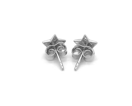14k White Gold Post Earrings with Stars(6.5mm)