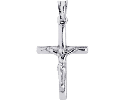 Sterling Silver Rhodium Plated Crucifix Cross Pendant