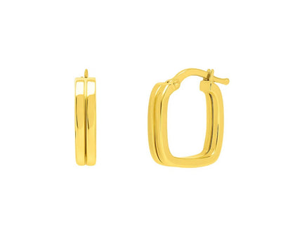 Double Square Tube Hoop Earrings in 14K Yellow Gold