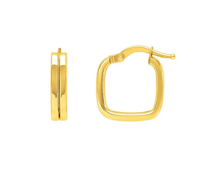 Double Square Tube Hoop Earrings in 14K Yellow Gold