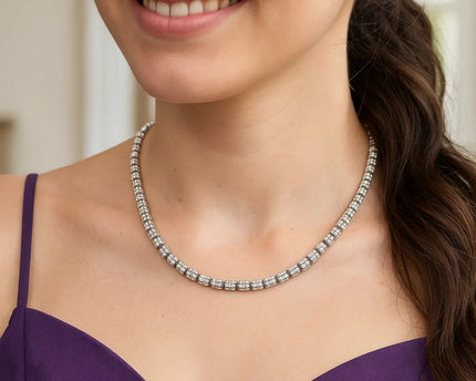 Sterling Silver Rhodium Plated Ice Barrel Chain (4.00 mm)