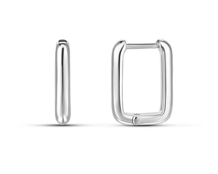 Sterling Silver Rectangle Hoop Earrings
