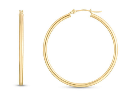 Classic Hoop Earrings in 14K Yellow Gold (2x35 mm)