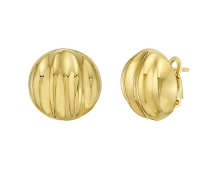 Sterling Silver Yellow Gold Plated Sculpted Domed Disc Stud Earrings