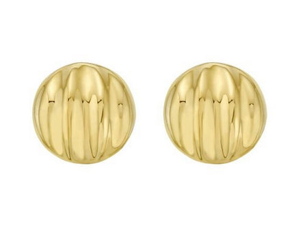 Sterling Silver Yellow Gold Plated Sculpted Domed Disc Stud Earrings