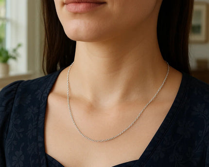 Sterling Silver Rhodium Plated Round Cable Chain (1.10 mm)