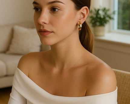 14k Yellow Gold Wedding Band Hoops (6x25mm)
