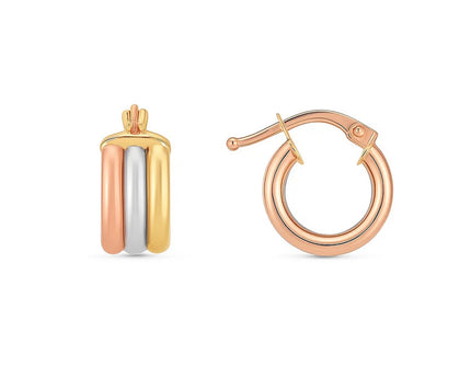 14k Tri Color Gold Trilogy Hoops