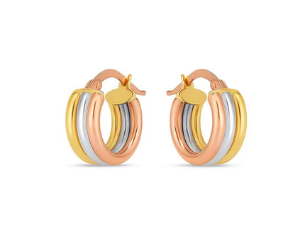 14k Tri Color Gold Trilogy Hoops