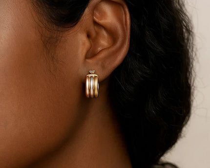 14k Tri Color Gold Trilogy Hoops