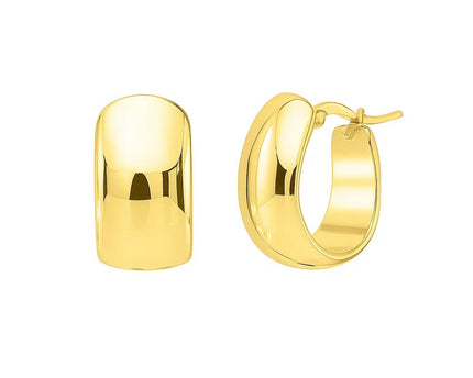 Wide Huggie Hoop Earrings in 14K Yellow Gold