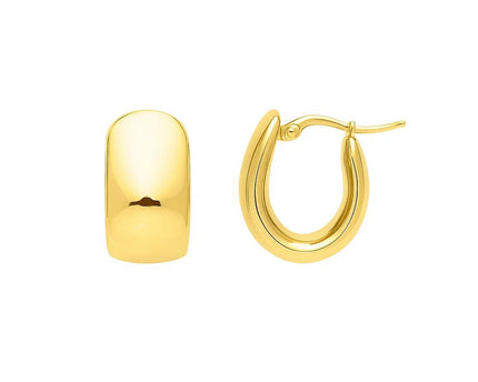 Wide Huggie Hoop Earrings in 14K Yellow Gold