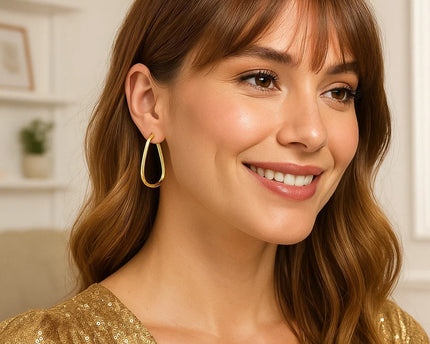 14k Yellow Gold Endless Pear Hoop Earrings