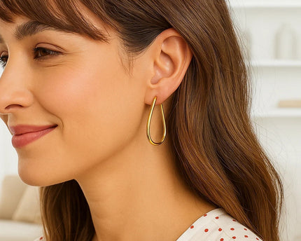14k Yellow Gold Endless Pear Hoop Earrings