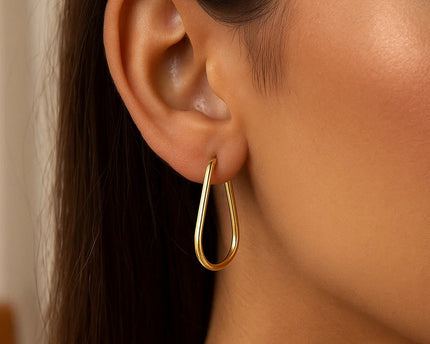 14k Yellow Gold Endless Pear Hoop Earrings