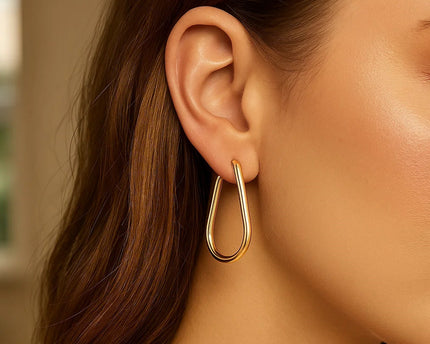 14k Yellow Gold Endless Pear Hoop Earrings