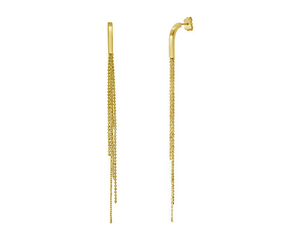 14K Yellow Gold Multi Chain Drop Earrings