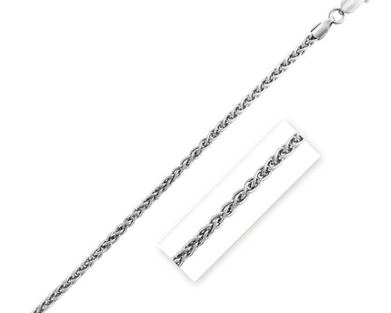 Sterling Silver Rhodium Plated Wheat Chain (2.60 mm)