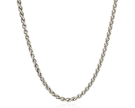 Sterling Silver Rhodium Plated Wheat Chain (2.60 mm)