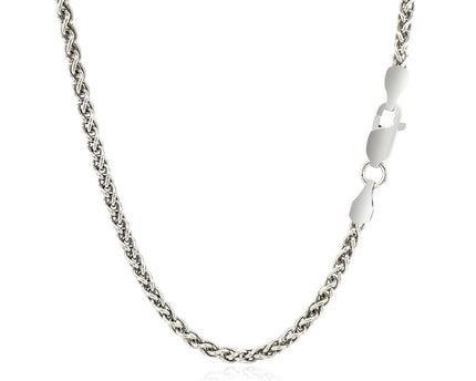 Sterling Silver Rhodium Plated Wheat Chain (2.60 mm)