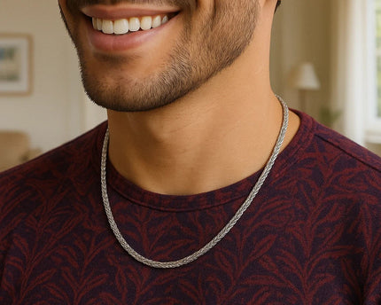 Sterling Silver Rhodium Plated Wheat Chain (2.60 mm)