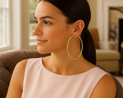 14k Yellow Gold Large Polished Hoop Earrings(2x70mm)