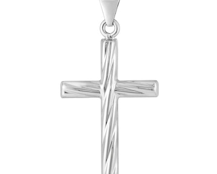 Sterling Silver Rhodium Plated Twisted Cross Pendant