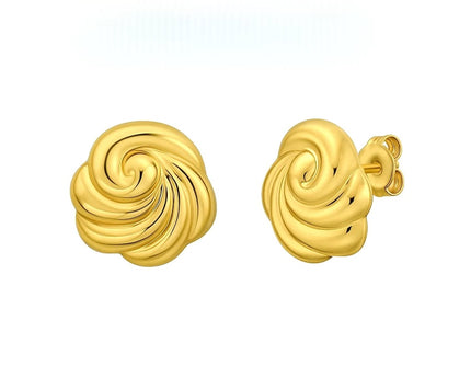 14K Yellow Gold Swirl Knot Stud Earrings