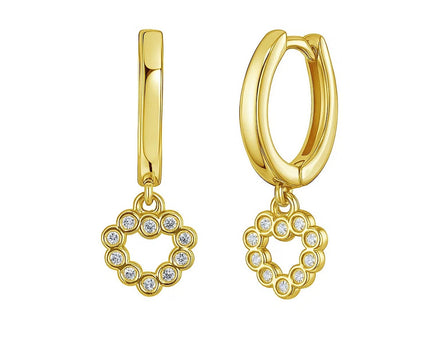 14K Yellow Gold Petite Diamond Heart Earrings