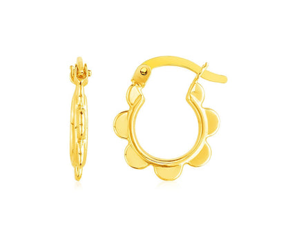 14k Yellow Gold Scalloped Hoop Earrings