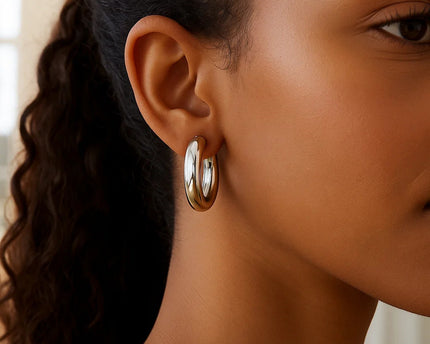 Sterling Silver Round Hoop Earrings