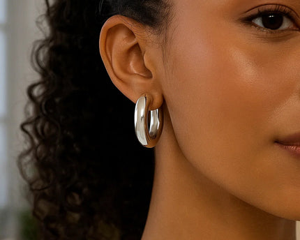 Sterling Silver Round Hoop Earrings