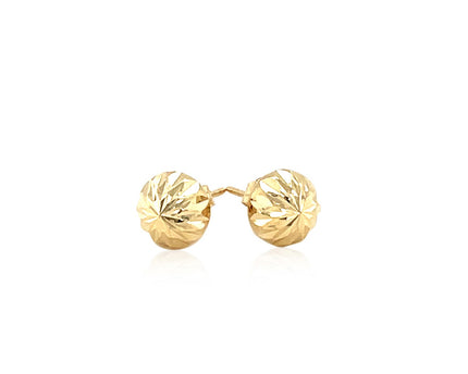 14k Yellow Gold Textured Flat Style Stud Earrings(6mm)