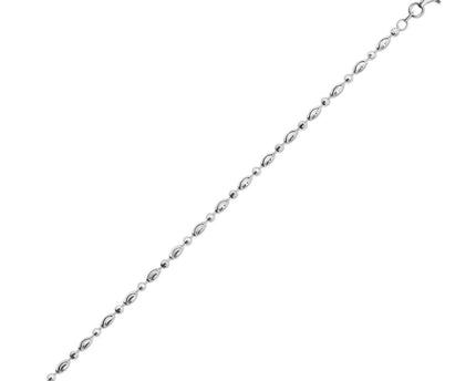 Sterling Silver Rhodium Plated Moon Cut Oval Bead Chain (2.50 mm)