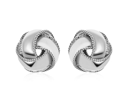 Textured and Polished Love Knot Earrings in Sterling Silver(13mm)