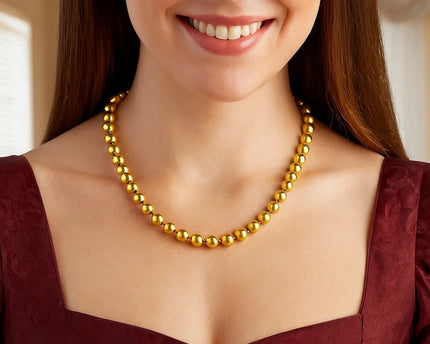 Sterling Silver Gold Plated Bold Bead Necklace