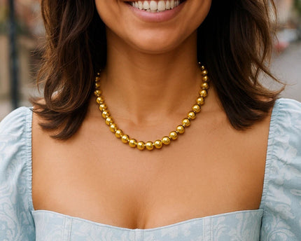 Sterling Silver Gold Plated Bold Bead Necklace