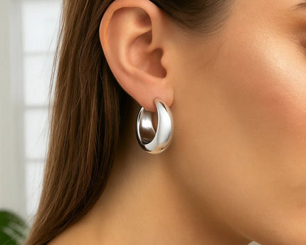 Sterling Silver Sculpted Hoop Earrings