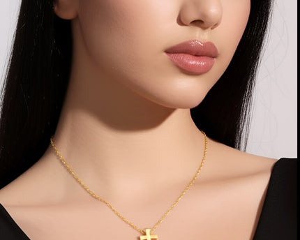 14k Yellow Gold with Cross Pendant