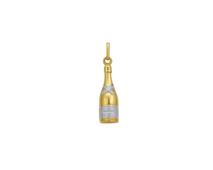 14K Yellow Gold Champagne Bottle Charm Pendant
