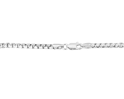 Sterling Silver Rhodium Plated Rockstar Cut Round Box Chain (2.90 mm)