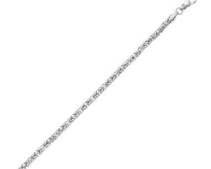 Sterling Silver Rhodium Plated Solid Round Byzantine Chain (4.10 mm)