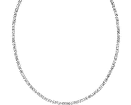 Sterling Silver Rhodium Plated Solid Round Byzantine Chain (4.10 mm)