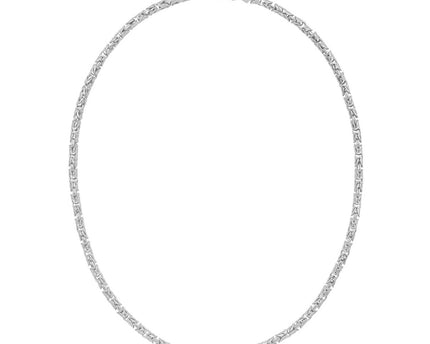 Sterling Silver Rhodium Plated Solid Round Byzantine Chain (4.10 mm)