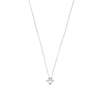 Sterling Silver Rhodium Plated Heart Toggle Necklace