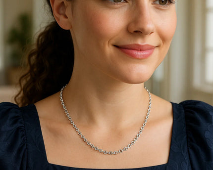 Sterling Silver Rhodium Plated Rolo Chain (4.70 mm)