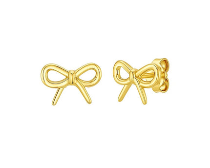 14K Yellow Gold Polished Bow Stud Earrings
