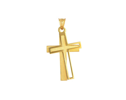 14K Yellow Gold Double Layer Cross Pendant